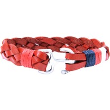 Örme Deri Çapa Figür Kırmızı Unisex Bileklik 15 cm 3550-3592