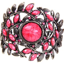 Pembe Taşlı Döküm Metal Kelepçe Model Kadın Bilezik 2681-2696