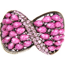 Pembe Taşlı Döküm Metal Papyon Model Kadın Bilezik 2703-2725
