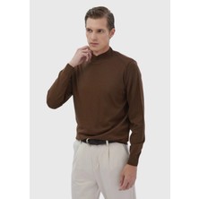 Tarçın Bato Yaka Düz Örgü Yün Karışımlı Triko Kazak