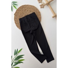 Miniğimin Cicileri Çelik Arkası Cepli Içi Şardonlu Kız çocuk tayt - Siyah