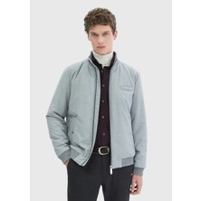 Gri Regular Fit Dik Yaka Casual Dokuma Mont
