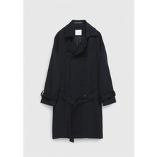 Ramsey Lacivert Oversize Fit Casual Dokuma Palto