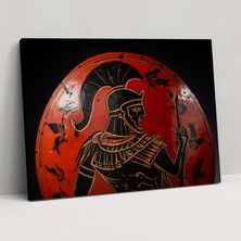 Popcas Antik Silahlar Kanvas Tablo - Mızrak ve Kalkanlı Savaşçı - Ev Dekorasyonu Kanvas Tablo Mızrak ve Kalkanlı