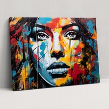 Popcas Blockchain Sokak Sanatı Kanvas Tablo - Cesur Fırça Darbeleri Sosyal Mesajlar Duvar Dekorasyonu