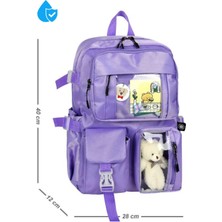 Kawaii Kore Tarzı Çok Gözlü Peluş Ayı Detaylı Okul - Sırt Çantası