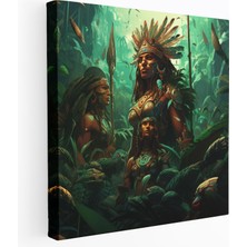 Popcas Sürreal Amazon Kadınları Duvar Sanatı - Dijital Illüstrasyon Kanvas Tablo