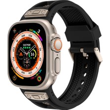 Mobicas Apple Watch 9 (45MM) Uyumlu Ayarlanabilir Silikon KORDON-117 Siyah
