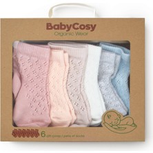 BabyCosy Organic Wear Bebek 6'lı Ajur Detaylı Çorap %100 Organik Pamuk, Bebek - Yenidoğan - CSYC1006