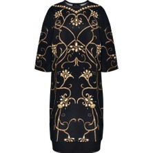 Siyah Yarım Kollu Monogram Elbise 38 Beden