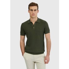 Haki Polo Yaka Jakarlı Triko