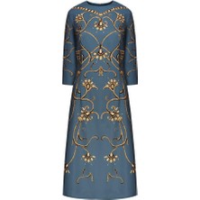 Mavi Monogram Desenli Elbise 38 Beden