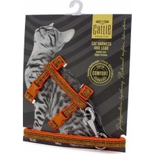 Cattie Desenli Kedi Göğüs ve Gezdirme Tasma Aparatı Turuncu 1x25-