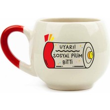 Uyarı! Sosyal Pilim Bitti Krem Parlak Balon Kupa - Hediyelik Kupa Fincan Mug