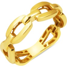 Zincir 14 Ayar Taşsız Altın Yüzük