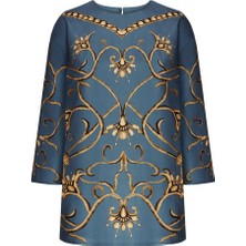 Mavi Ampir Desenli Bluz 40 Beden