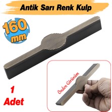 Saral Çizgili Antik Sarı Metal Kulp 160 mm 16 cm Mobilya Çekmece Mutfak Dolabı Dolap Kapak Kulpları