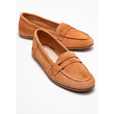 F02 Bal Köpüğü Süet Hakiki Deri Kadın Loafer Ayakkabı