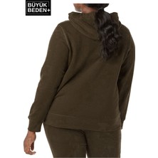 Kadın Büyük Beden Kapşonlu Ince Sweatshirt SPR24BSWK57