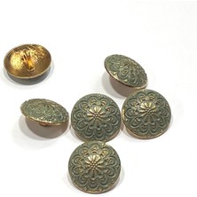 Bombeli Antik Gold Zemin / Metal Düğme / 2,3 cm / 6 Lı Set / (M03092)/