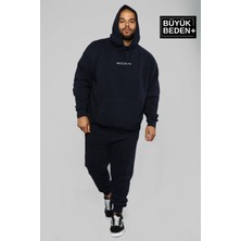 Erkek Orta Brooklyn Baskılı Büyük Beden Ince Kapşonlu Swatshırt SPR25BSW61