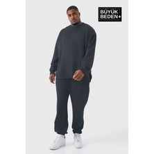 Erkek Büyük Beden Bisiklet Yaka Ince Sweatshirt SPR24BSW56