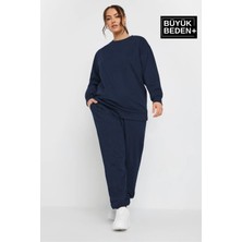 Kadın Büyük Beden Bisiklet Yaka Ince Sweatshirt SPR24BSWK56
