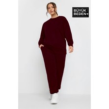 Kadın Büyük Beden Bisiklet Yaka Ince Sweatshirt SPR24BSWK56