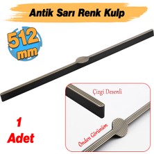 Saral Çizgili Antik Sarı Metal Kulp 512 mm 51.2 cm Mobilya Çekmece Mutfak Dolabı Dolap Kapak Kulplar