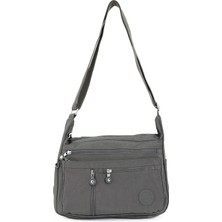 Sanmorris 3056 Kadın Orta Boy 7 Bölmeli Suya Dayanıklı Krinkıl Kumaş Bej Çapraz Askılı Omuz Çantası