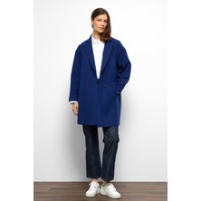 Desenli Astarlı Oversize Kruvaze kaban Saks 3095