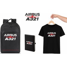 Airbus A321 Tshirt Çanta Defter Kombini Pilot - Havacı - Uçak Tutkunu Hediye