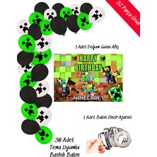 Minecraft Balon ve Afişli Doğum Günü Parti Süsleri Zincir Balon Seti