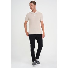 Comfort Fit Polo Yaka Kısa Kollu Bej Triko Tr 883