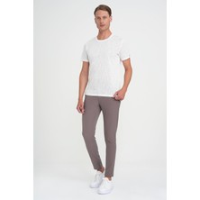 Comfort Fit Bisiklet Yaka Viskon Karışımlı Casual Beyaz Tişört Ts 902