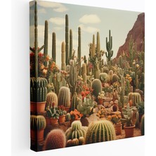 Popcas Eski Tarz Kaktüs Kanvas Tablo - Klasik Fotoğraf - Duvar Dekorasyonu - Kaktüs Kaktüs Çocuk Odası Duvar Sanatı Ev Dekorasyonu