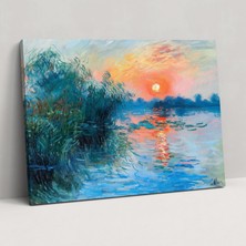 Popcas Pastel Günbatımı Gölü Claude Monet Kanvas Tablo - Claude Monet Ev Dekorasyonu Kanvas Tablo Duvar Sanatı