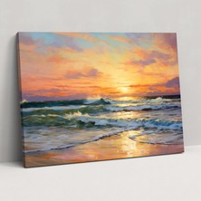 Popcas Huzur Veren Günbatımı Duvar Sanatı - Dünya Kanvas Tablo Renkli Günbatımı
