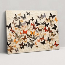 Popcas Mozaik Kelebekler Kanvas Tablo - Kurutulmuş Kelebekler Kanvas Duvar Sanatı Uyum