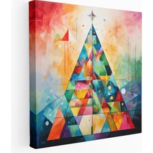 Popcas Modern Soyut Sanat Kanvas Tablosu - Geometrik Yılbaşı Ağacı - Duvar Dekorasyonu Geometrik Şekiller Yılbaşı Ağacı