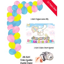 Cinnamoroll Cinnamoron Balon ve Afişli Doğum Günü Parti Süsleri Zincir Balon Seti