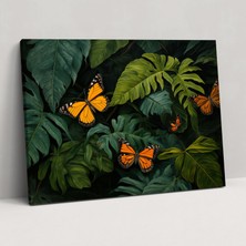 Popcas Kurbağa Kümesi Duvar Sanatı - Kurutulmuş Kelebekler Duvar Sanatı Gerçekçi Yağlı Boyama Kanvas