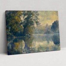 Popcas Claude Monet Duvar Dekorasyonu - Sisli Nehir Sabahı Kanvas Tablo - Kanvas Tablo Duvar Sanatı Duvar Dekorasyonu