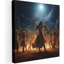 Popcas Ay Işığında Ritimler - Kabile Dansı Kanvas Tablo