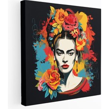 Popcas Frida Kahlo Kanvas Tablo - Pop Sanat Esintili Illüstrasyon - Canlı Renkler