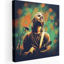 Popcas Kurt Cobain Duvar Sanatı - Retro Esintili Kanvas Tablo - Duvar Dekorasyonu