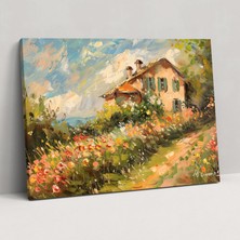 Popcas Kır Evi Çiçekleri Claude Monet Kanvas Tablo - Claude Monet Kanvas Tablo Duvar Dekorasyonu