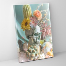 Popcas Pastel Tonlarıyla Frida Kahlo Stili Kanvas Tablo - Süreal Tasarım