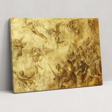 Popcas Mitolojik Melekler ve Şeytanlar Leonardo Da Vinci Tarzı Duvar Sanatı - Leonardo Da Vinci Duvar Süslemesi Kanvas Tablo