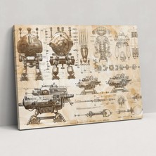 Popcas Leonardo Da Vinci Savaş Makineleri Duvar Sanatı - Kanvas Tablo Leonardo Da Vinci
